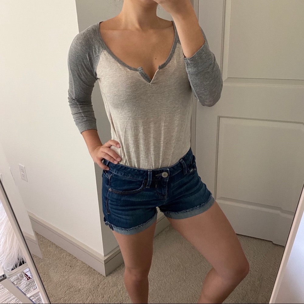 Gray + cream baseball tee